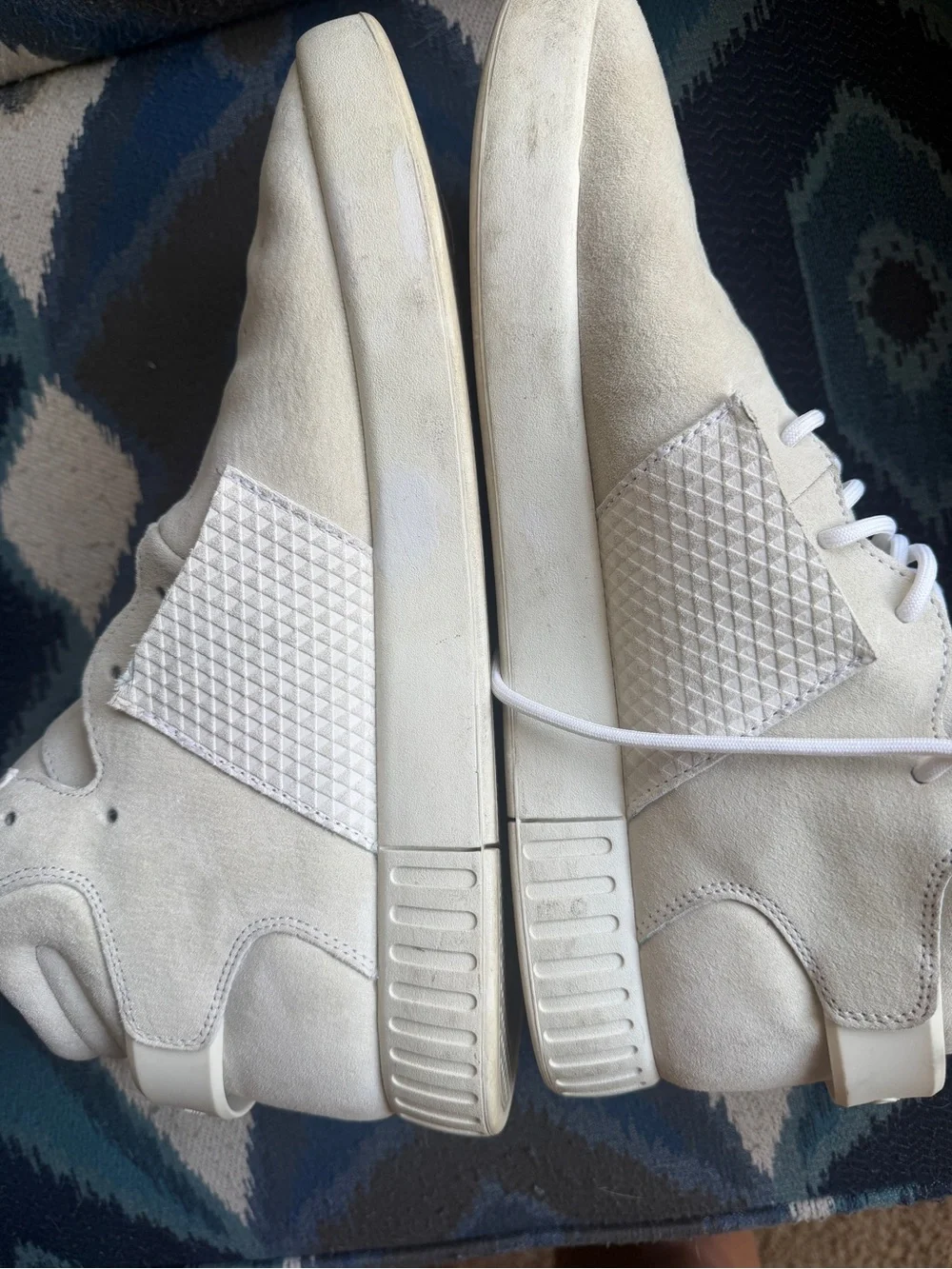 adidas Men’s Beige/Off-White High-Top Suede Sneakers
